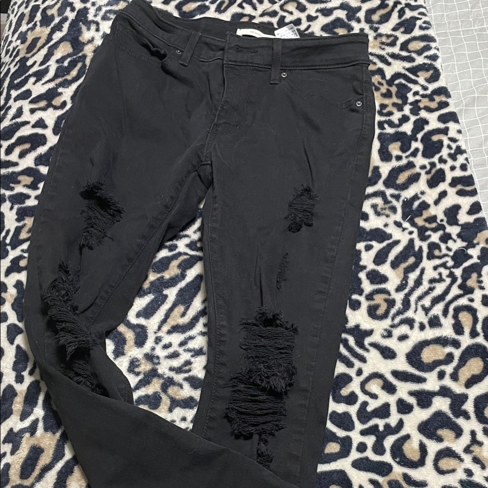 Signature by Levi Strauss Black Distressed Skinny Jeans